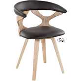 Gardenia Dining Accent Chair in White Washed Wood & Brown Leatherette